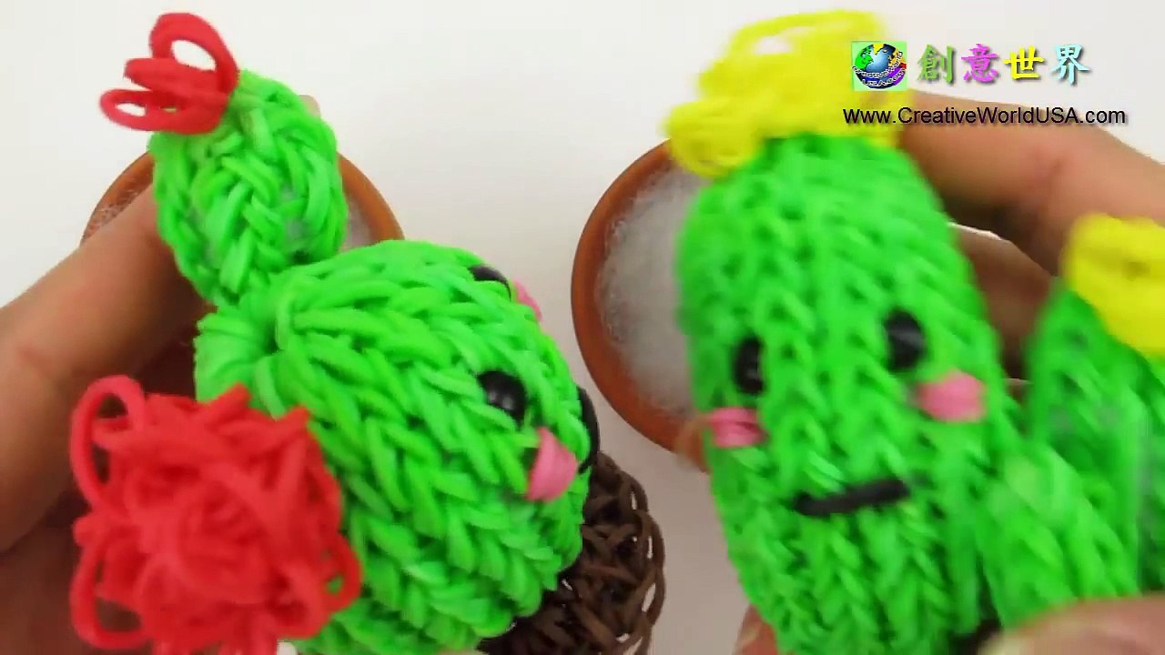 Rainbow Loom Cus 3D 仙人掌 Charm - 彩虹編織器中文教學 Loom Bands Chinese Tutorial
