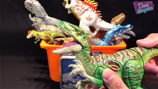 BIG BOX OF JURASSIC WORLD TOYS for kids Sounds & Lights - Whats in the Box? Indominus Rex & T-Rex