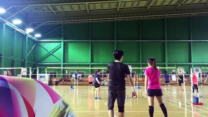 배드민턴 혼복 남자의 서브 사인은 어떻게? 라켓으로 사인주는법 터치 = 롱서브 , 모션 = 숏서브