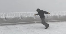 Mount Washington Weather Observer Steps Into 105 MPH Wind Gusts