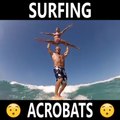 Incredible tandem surfing tricks | Acrobatic Surfing Couple | Surfing Acrobats | professional surfers