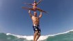 Incredible tandem surfing tricks | Acrobatic Surfing Couple | Surfing Acrobats | professional surfers
