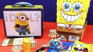 SPONGEBOB & MINION Surprise Boxes a Despicable Me and Spongebob Toys Video