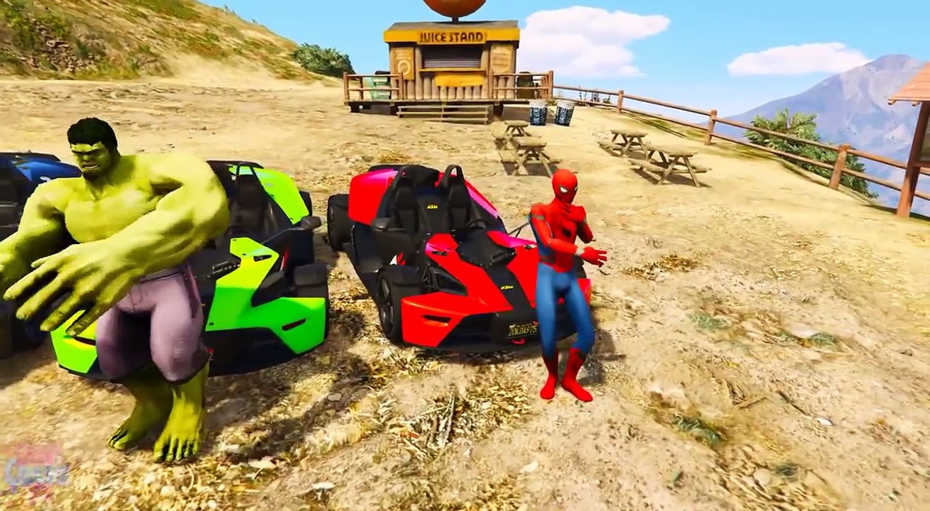 Homem Aranha e Hulk e Batman Formula 1 Azul Carros Corrida Em Portugues Brasil