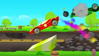 Spidermans Super Car Race - Cartoon For Kids Learn Colors with Fun Songs Video for Children