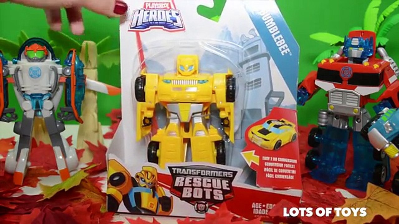Transformers Rescue Bots Blurr, Bumblebee Robot to Race Car and Surprises Compilation