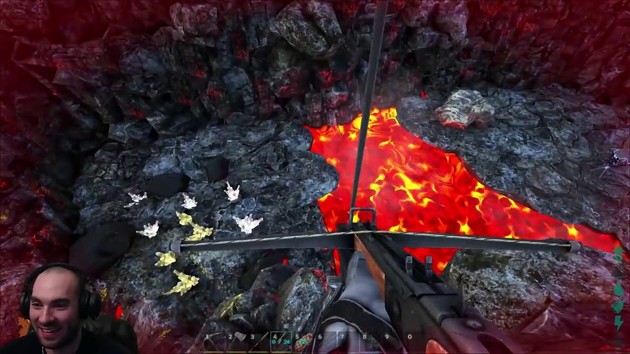 ARK Survival Evolved - Lava Cave Grapple Swinging! E14