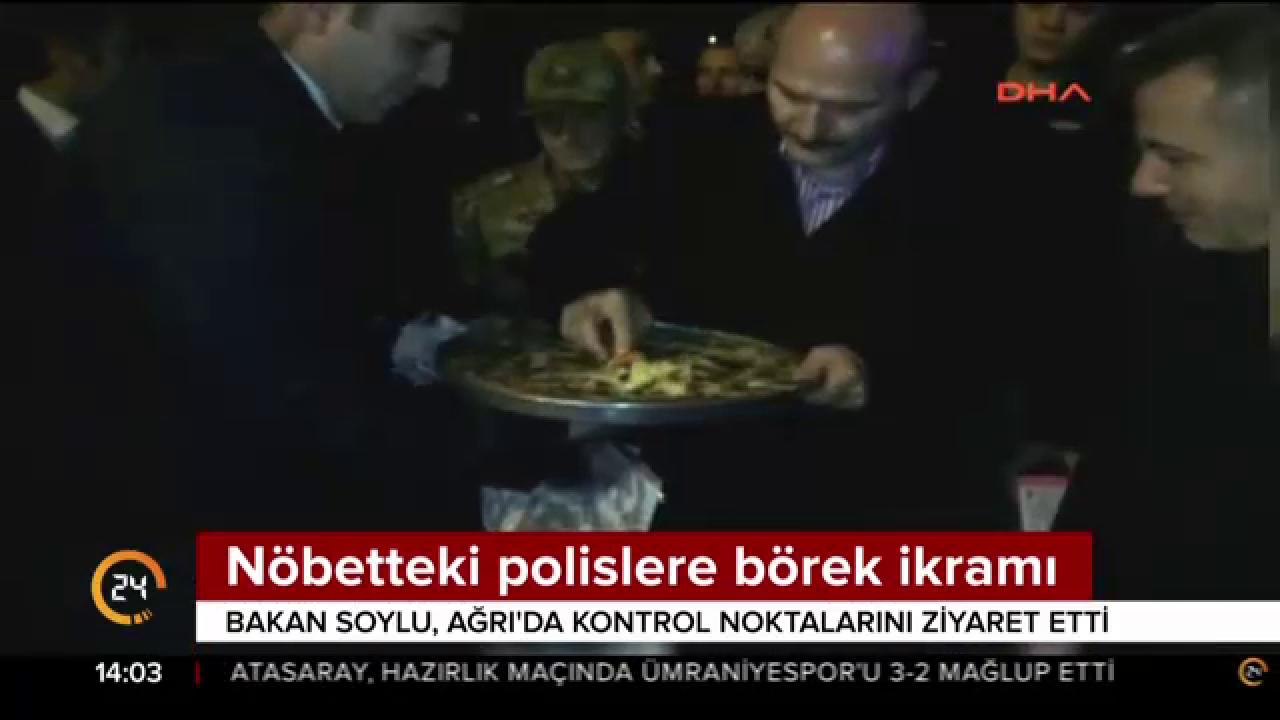 Bakan Soylu'dan polislere börek ikramı