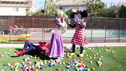 Princess Rapunzel SEE THROUGH vs Spiderman! w/ Minnie Mouse & The Witch in Real Life