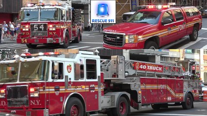 FDNY Engine 54 + Tiller ladder 40 + Battalion 11