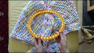 PEG LOOM KNITTING. Knit a shawl scarf on a round peg loom