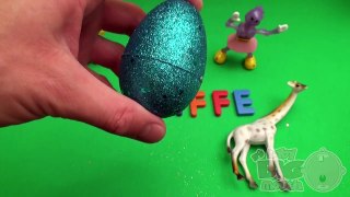 Best of Surprise Egg Learn-A-Word! Spelling Zoo Animals! (Teaching Letters Opening Eggs)