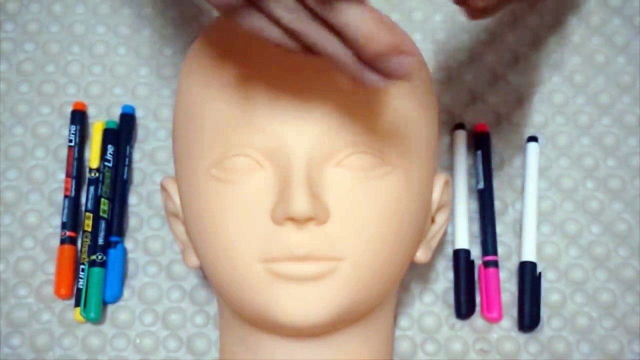 ASMR 메이크업.인가? 더미헤드에 얼굴 그려주기! 짧은 수다 + 구독자 4천명 감사인사 / ASMR Diy Dummy head Pencil Makeup talk