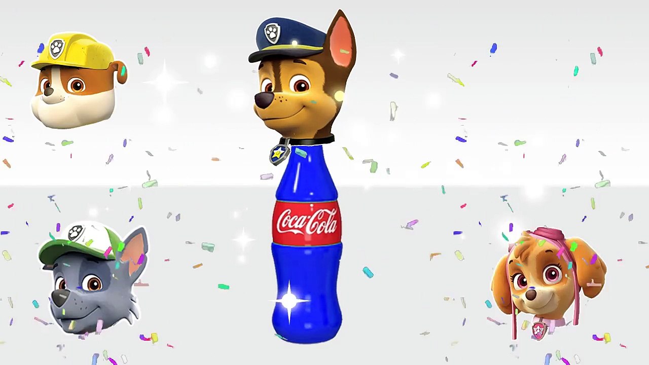 Learn colors with Paw Patrol and Coca Cola Bottles Wrong Heads, Colors Learn for kids