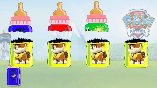 Learn Colors with Pj Masks Paw Patrol for KIDS Pj Masks Baby Bottle Wrong Heads