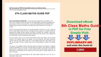 8th Class Maths Guide