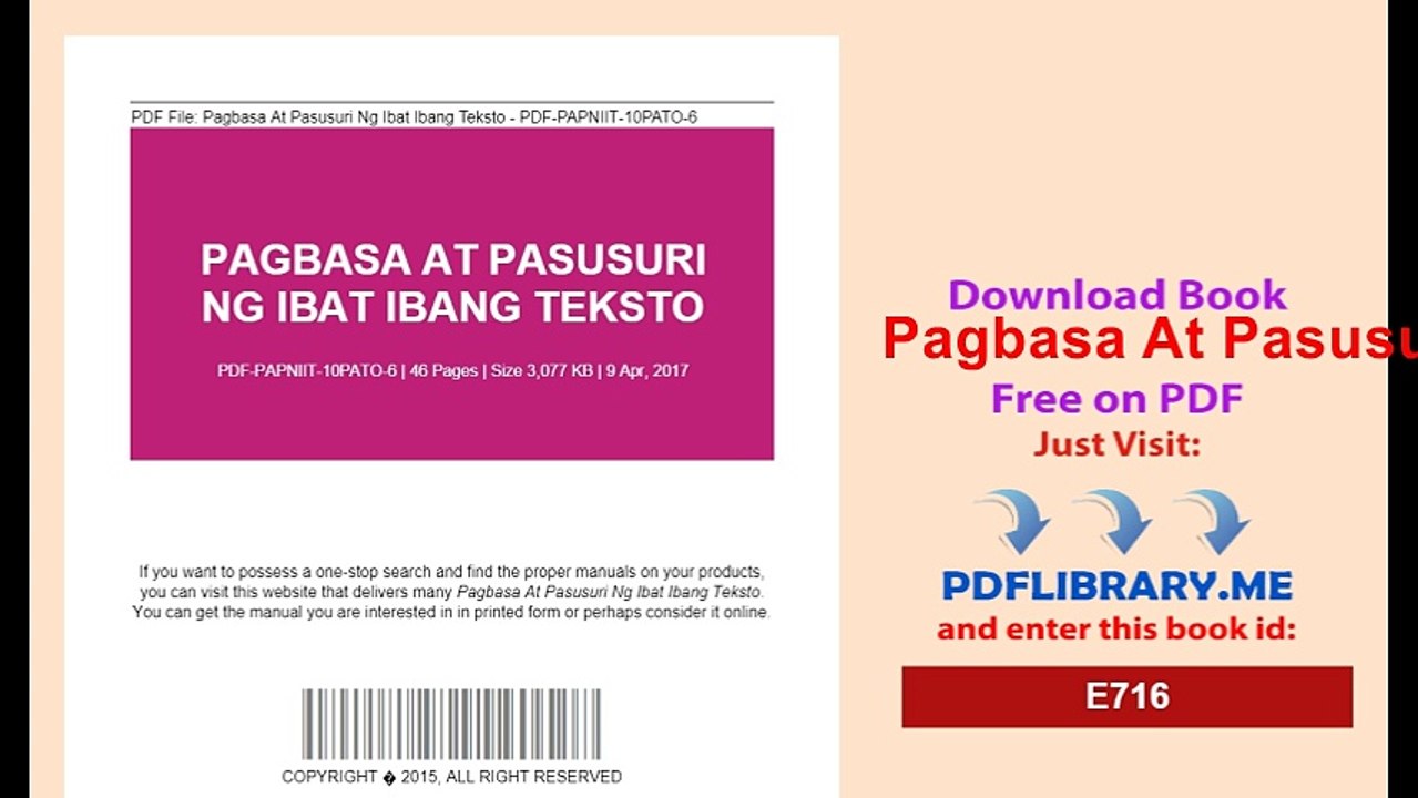 Pagbasa At Pasusuri Ng Ibat Ibang Teksto