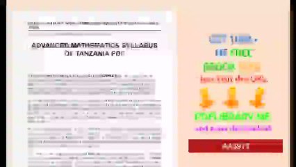 Advanced Mathematics Syllabus Of Tanzania