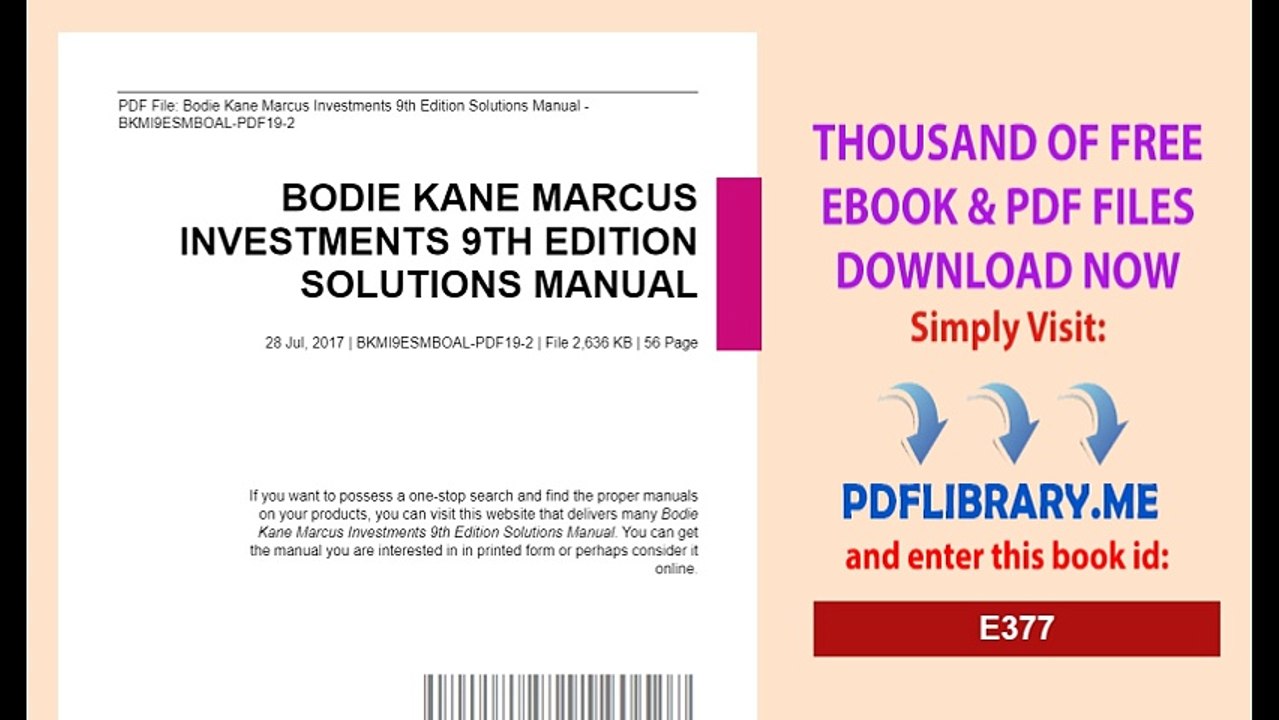 Bodie Kane Marcus Investments 9th Edition Solutions Manual