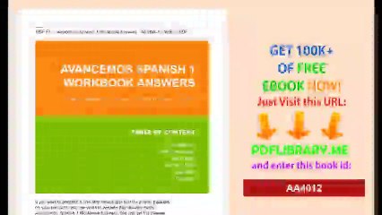 Avancemos Spanish 1 Workbook Answers