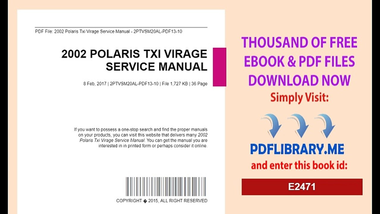 2002 Polaris Txi Virage Service Manual