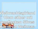 3m Weihnachtsgirlande Ø 10cm silber mit Schneeflocken  Silvester Karneval Weihnachten