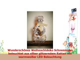 Deko Figur Weihnachten Weihnachts Dekoration Schneemann glitzer silber Rattan  mit