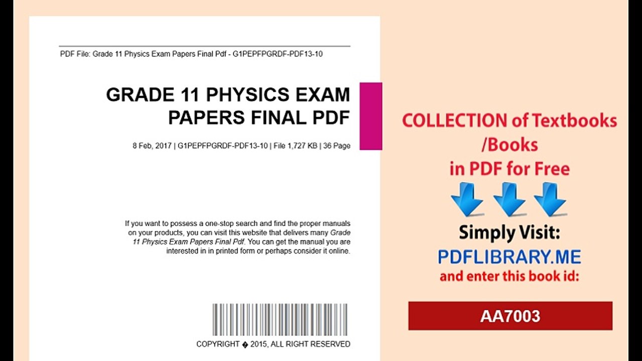 Grade 11 Physics Exam Papers Final Pdf