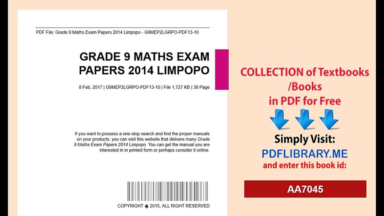 Grade 9 Maths Exam Papers 2014 Limpopo