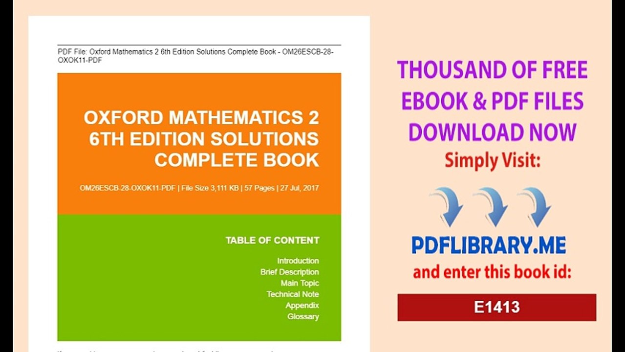 Oxford Mathematics 2 6th Edition Solutions Complete Book