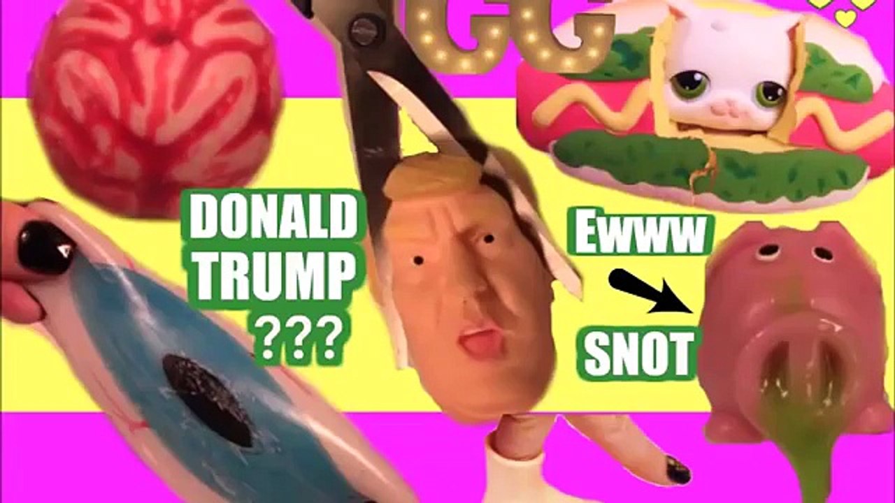 CUTTING OPEN SQUISHY TOY BRAIN ♥ SLIME SUCKER ♥ Donald Trump SLIMED ♥ BOOGER BALLS ♥ SHOCK PEN ♥