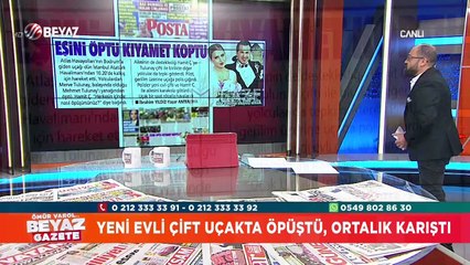 Yeni evli çift, uçakta öpüştü ortalık karıştı
