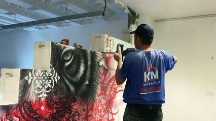 Démolition de la fresque de Noir Artist à la galerie Nao Expo de Verviers