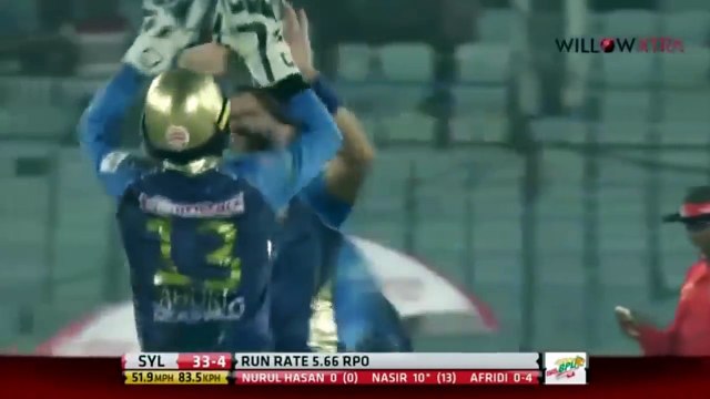 Shahid Afridi Brilliant 4 For 12 vs Sylhet Sixers - BPL 2017[via torchbrowser.com]
