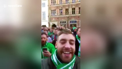 Victoria's Secret customer waves knickers to cheers of Irish fans in Copenhagen