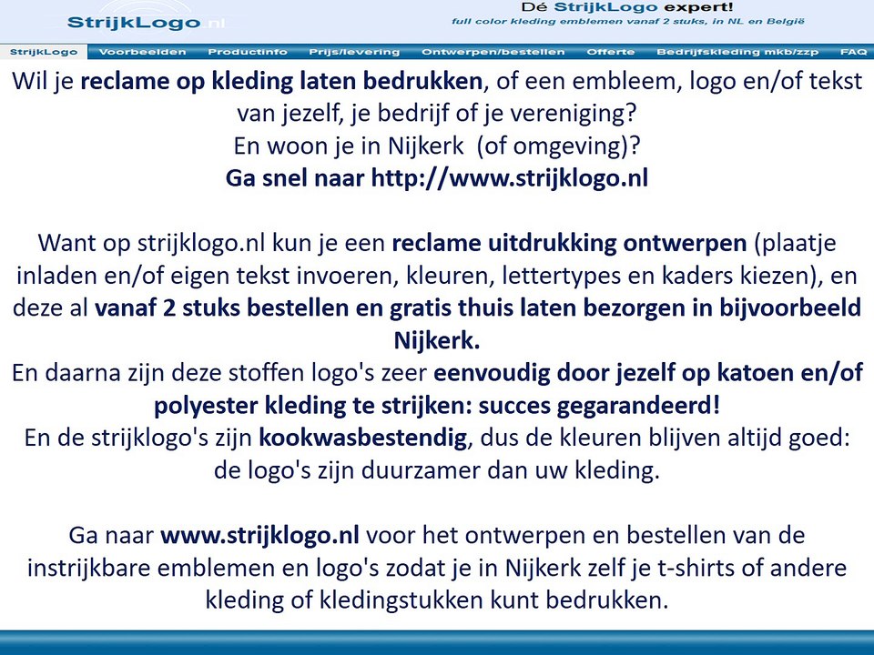 Reclame kleding bedrukken Nijkerk