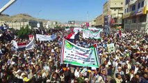 Thousands protest Saudi-led blockade in Yemen capital