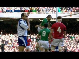 Simon Zebo Try Wales v Ireland Rugby Match 02 Feb 2013