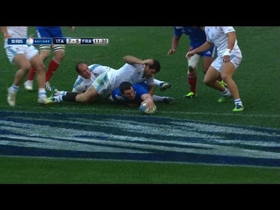 Louis Picamoles Try Italy v France Rugby Match 03 Feb 2013