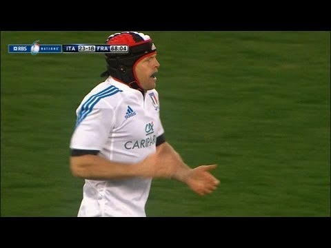 Kristopher Burton Drop Goal Italy v France Rugby Match 03 Feb 2013