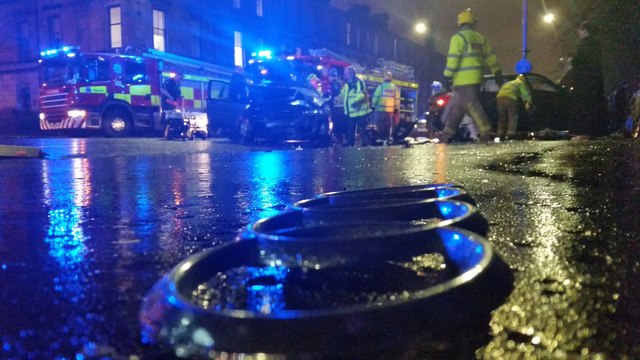 Two-Car Collision Shuts Down Glasgow Road