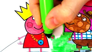 Peppa Pig with George Pig Ride On The Slides Coloring Book Pages Video For Kids