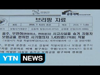 음주·무면허 사고로 보험금 타낸 1,435명 적발 / YTN (Yes! Top News)