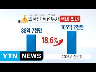 [쏙쏙] 올해 상반기 외국인직접투자 105억…18.6% 증가 / YTN (Yes! Top News)