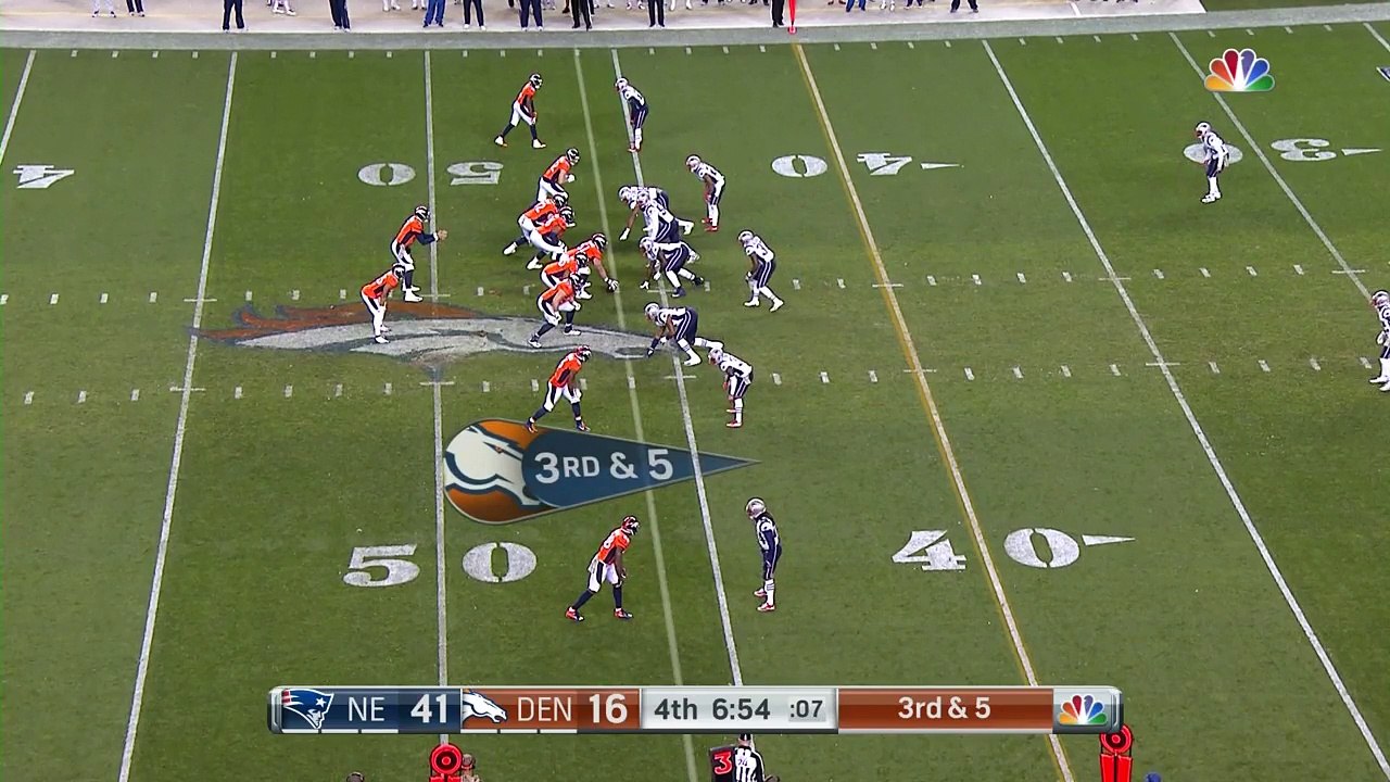 New England Patriots safety Patrick Chung picks off Brock Osweiler's pass intended for Jeff Heuerman