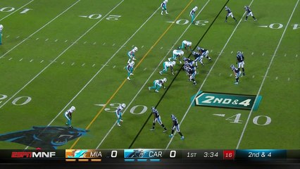 2017 - Cam Newton escapes T.J. McDonald tackle for first down after key Christian McCaffrey block