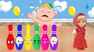 Мультики. Маша и Медведь Вредный малыш Учим цвета Learn Colors with Bowling for Children, Toddlers