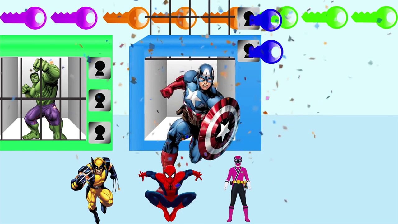 Learn Colors with Keys - Spiderman, Hulk, Superman in Jail - Learn Colors for Kids