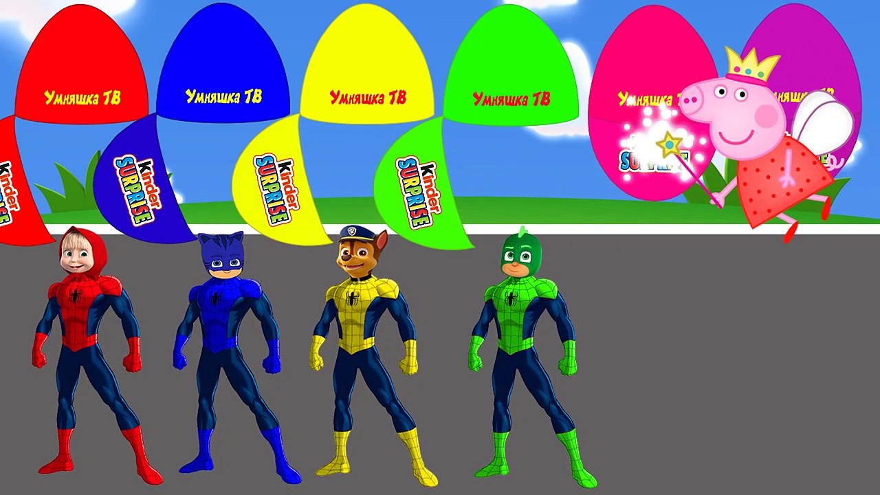 Маша и Медведь.Свинка Пеппа. Лунтик. Герои в Масках Учим цвета Мультики Мультфильмы смотреть 2017
