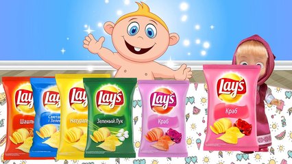 Мультики Цвета Вредный ребенок Маша и Медведь Bad Baby crying and learn colors Chips Lays vs Masha